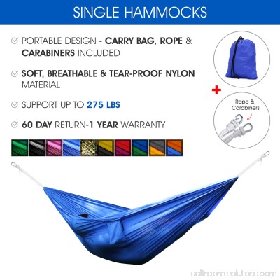 Yes4All Single Lightweight Camping Hammock with Carry Bag (Black) 566637601
